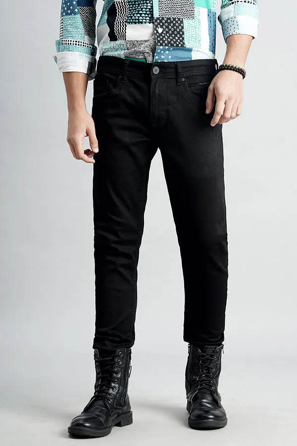 Black 5 Pocket Low-Rise Ankle Length Jeans