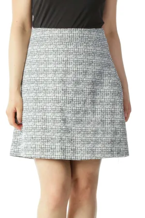 Black and White Textured A-Line Skirt