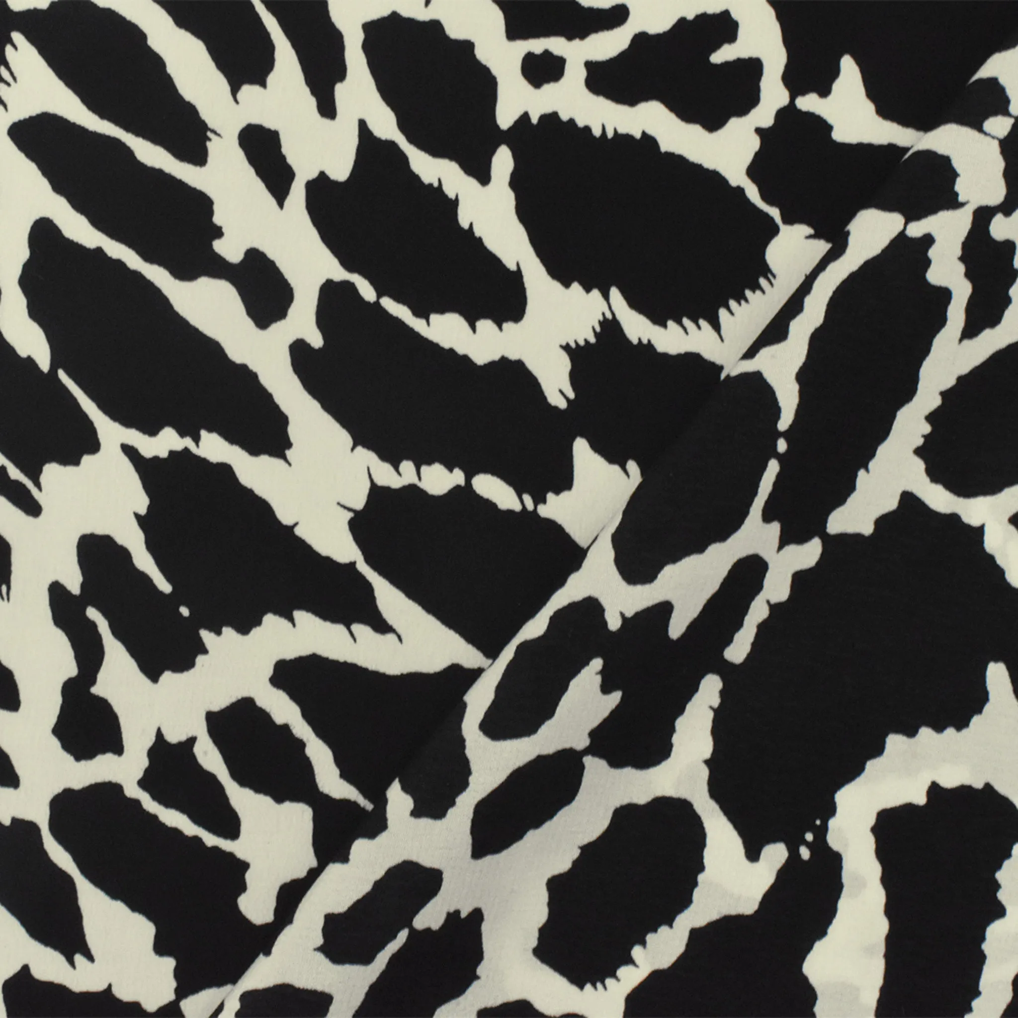 Black-Ivory Famous Designer Silk Animal Printed Crepe De Chine Fabric