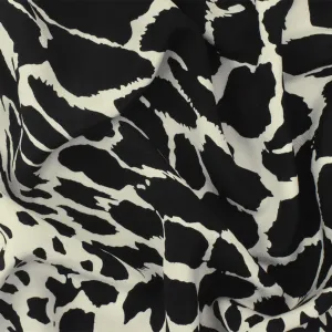 Black-Ivory Famous Designer Silk Animal Printed Crepe De Chine Fabric