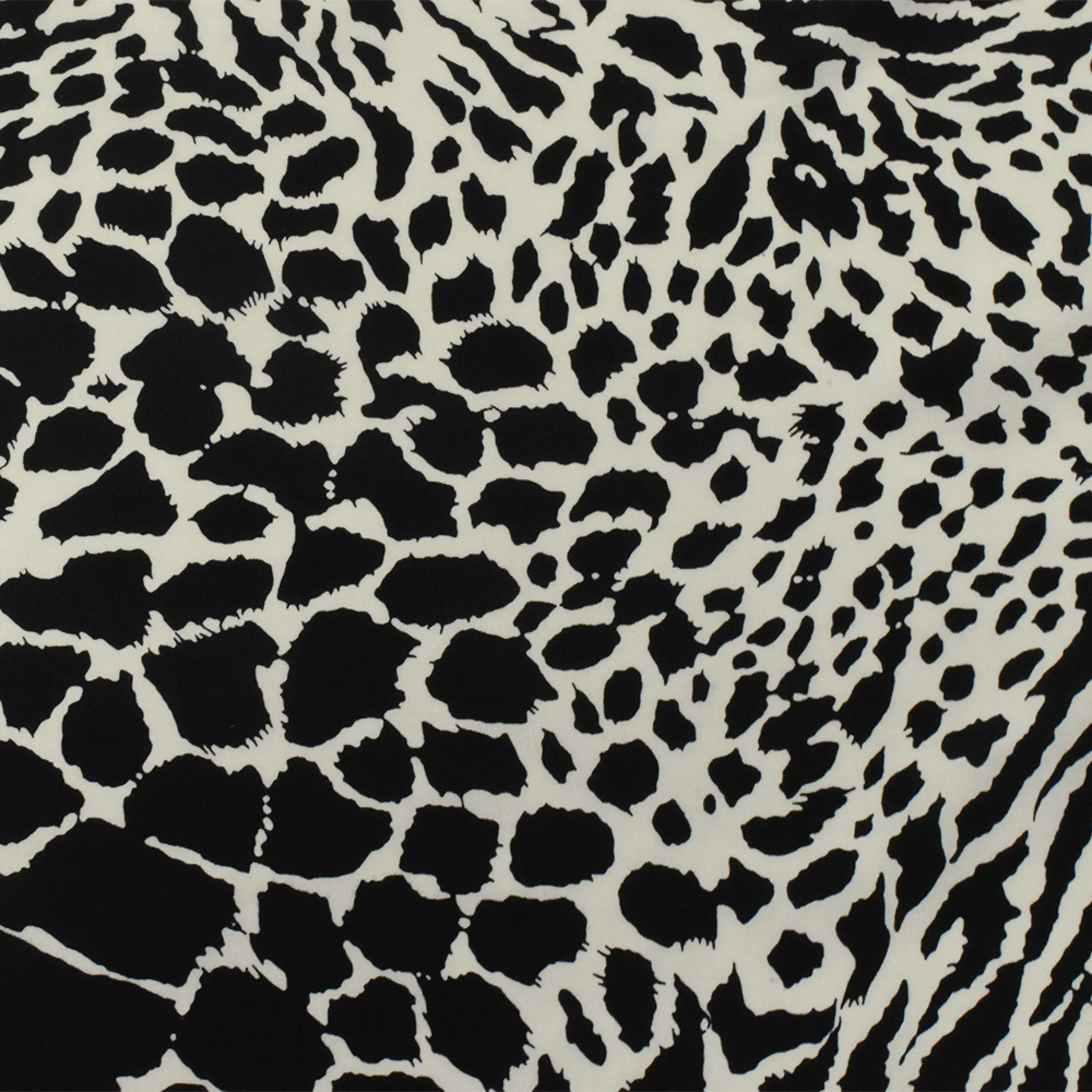 Black-Ivory Famous Designer Silk Animal Printed Crepe De Chine Fabric