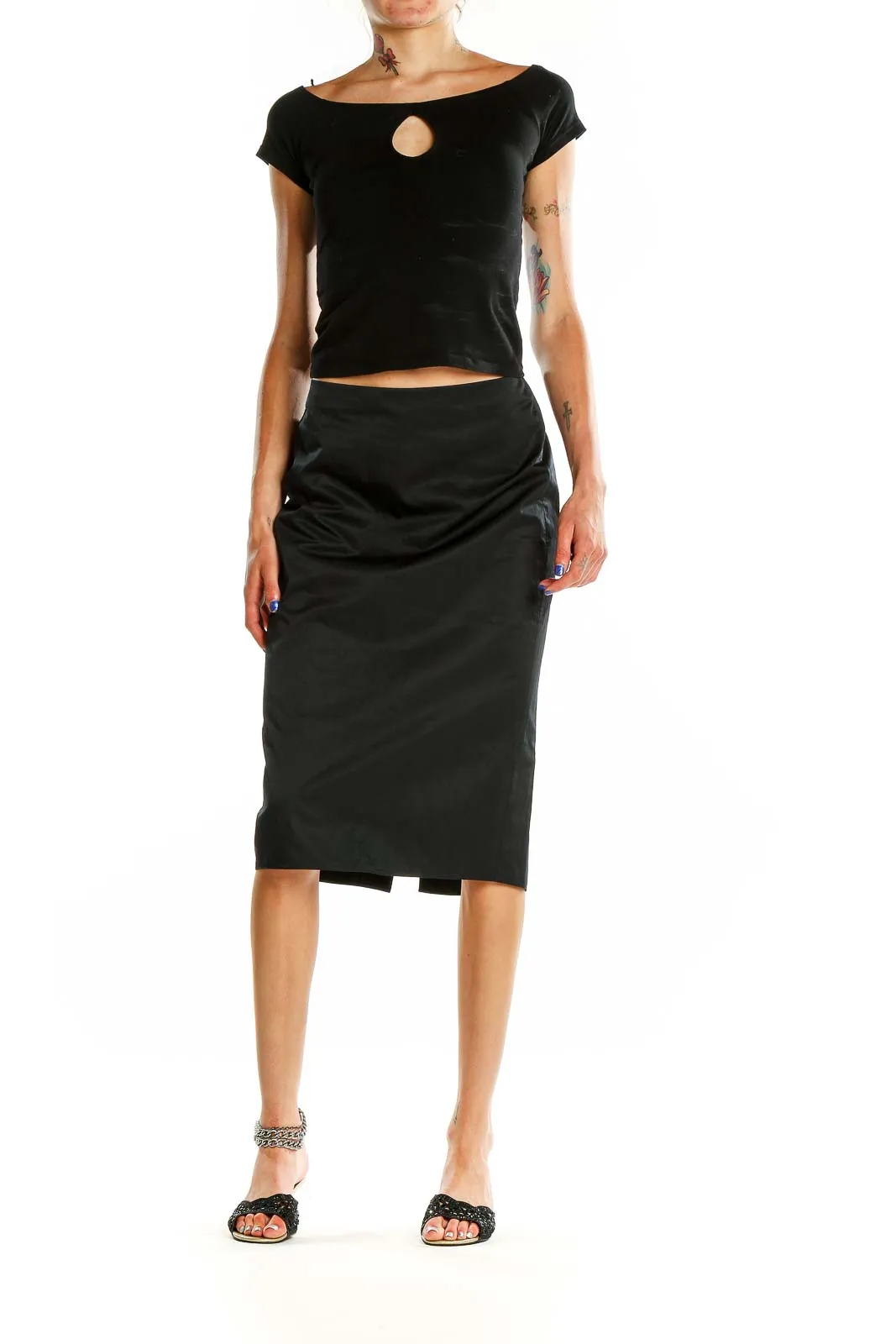Black Pencil Midi Skirt