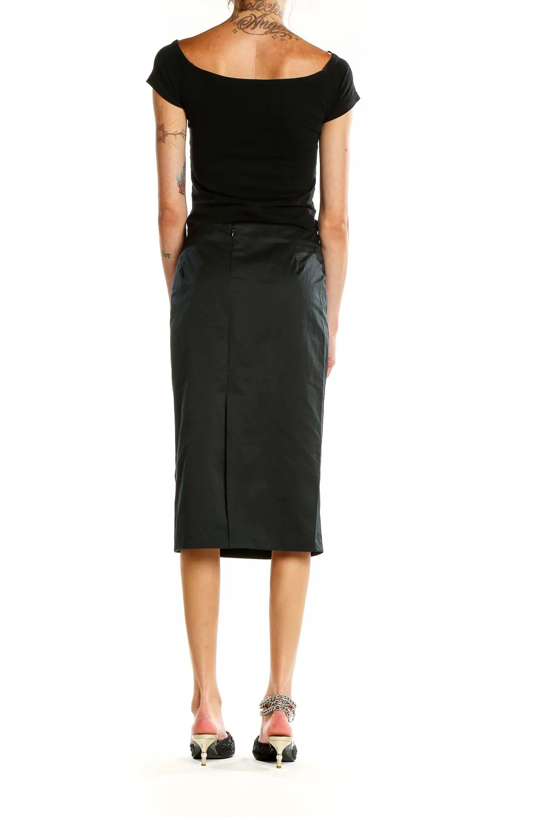 Black Pencil Midi Skirt