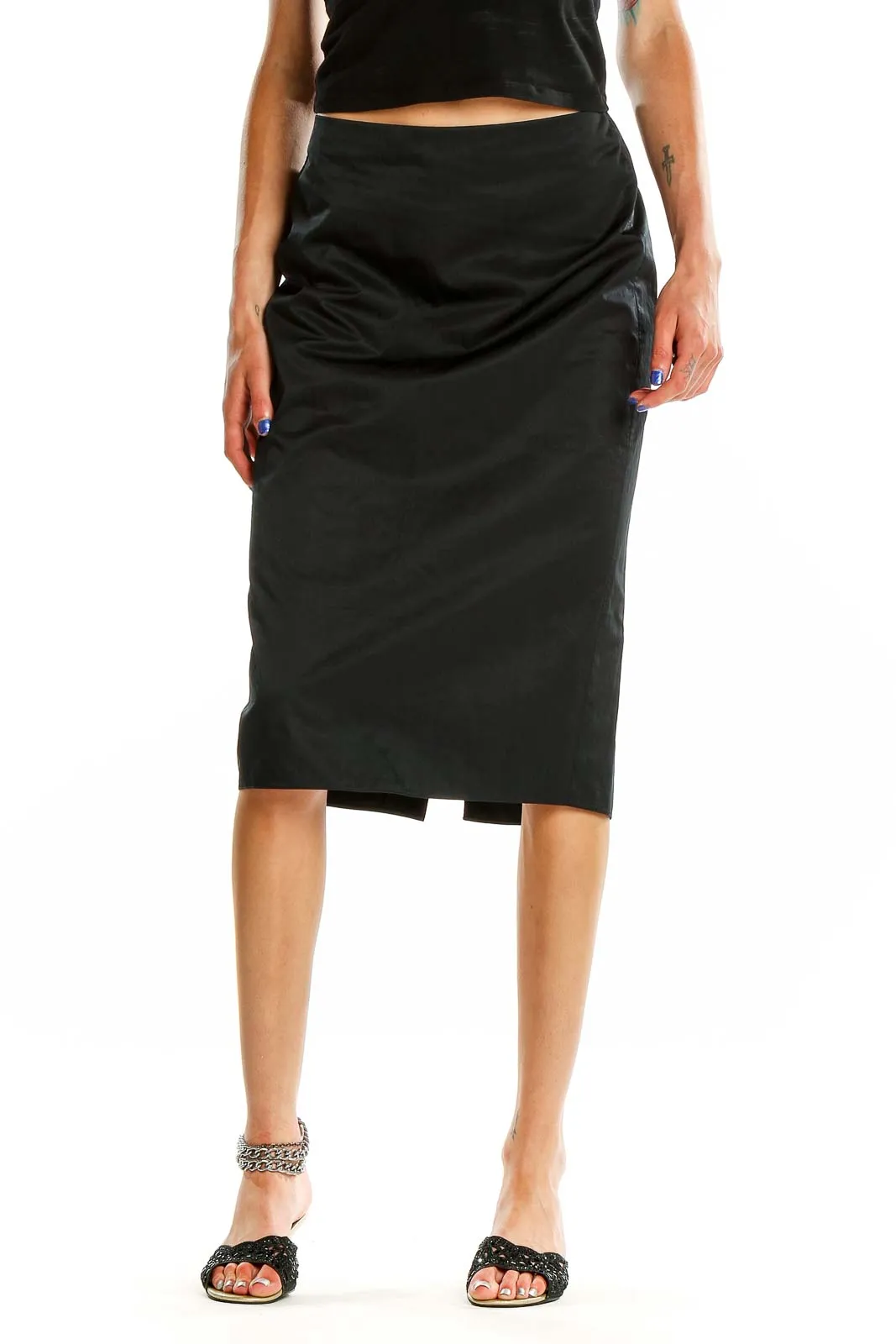 Black Pencil Midi Skirt