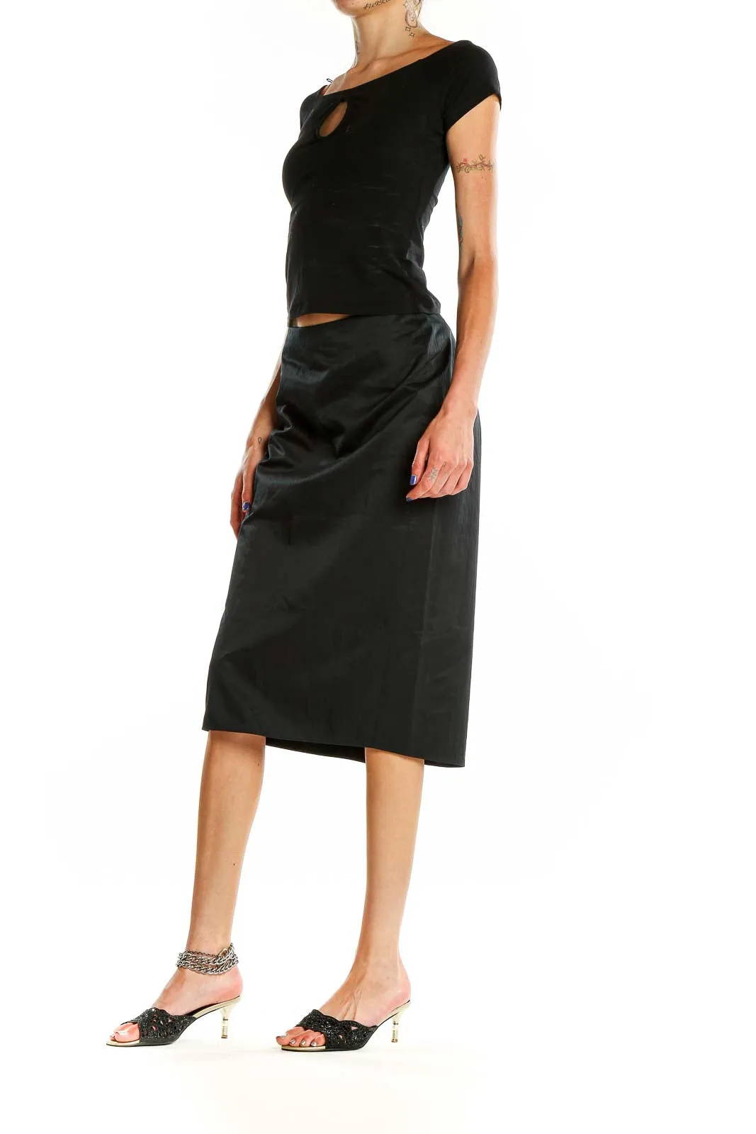 Black Pencil Midi Skirt
