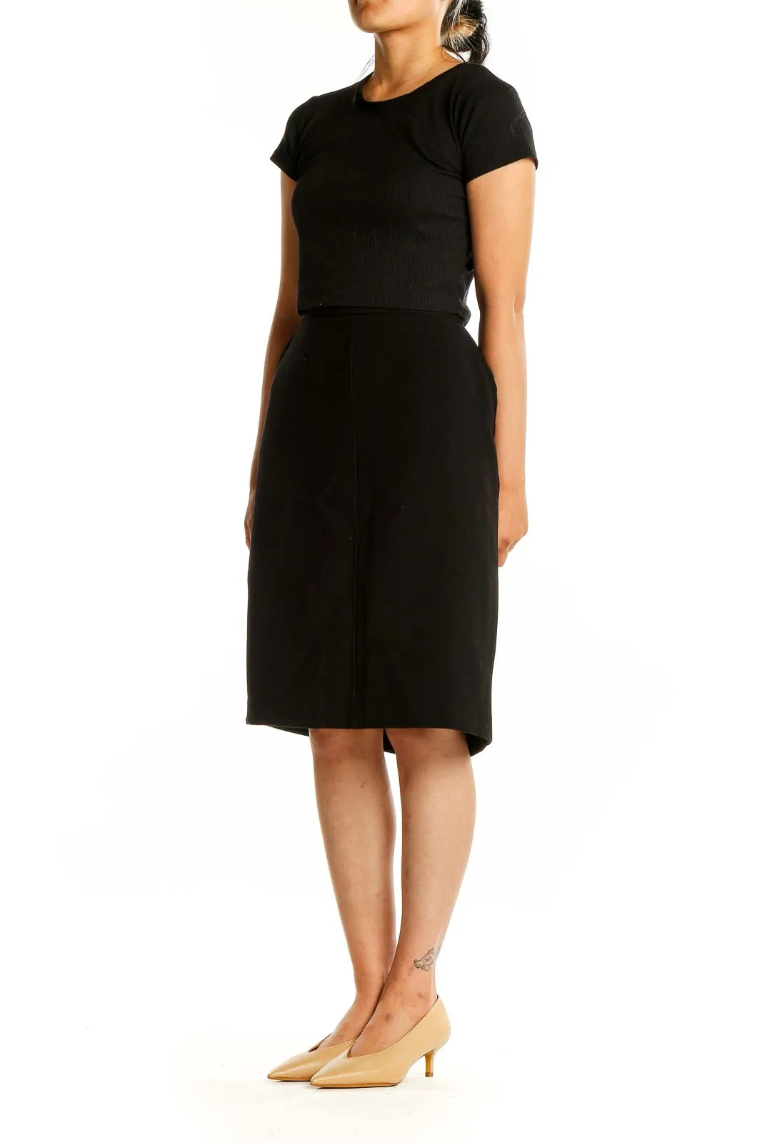 Black Pencil Skirt with Side Slit