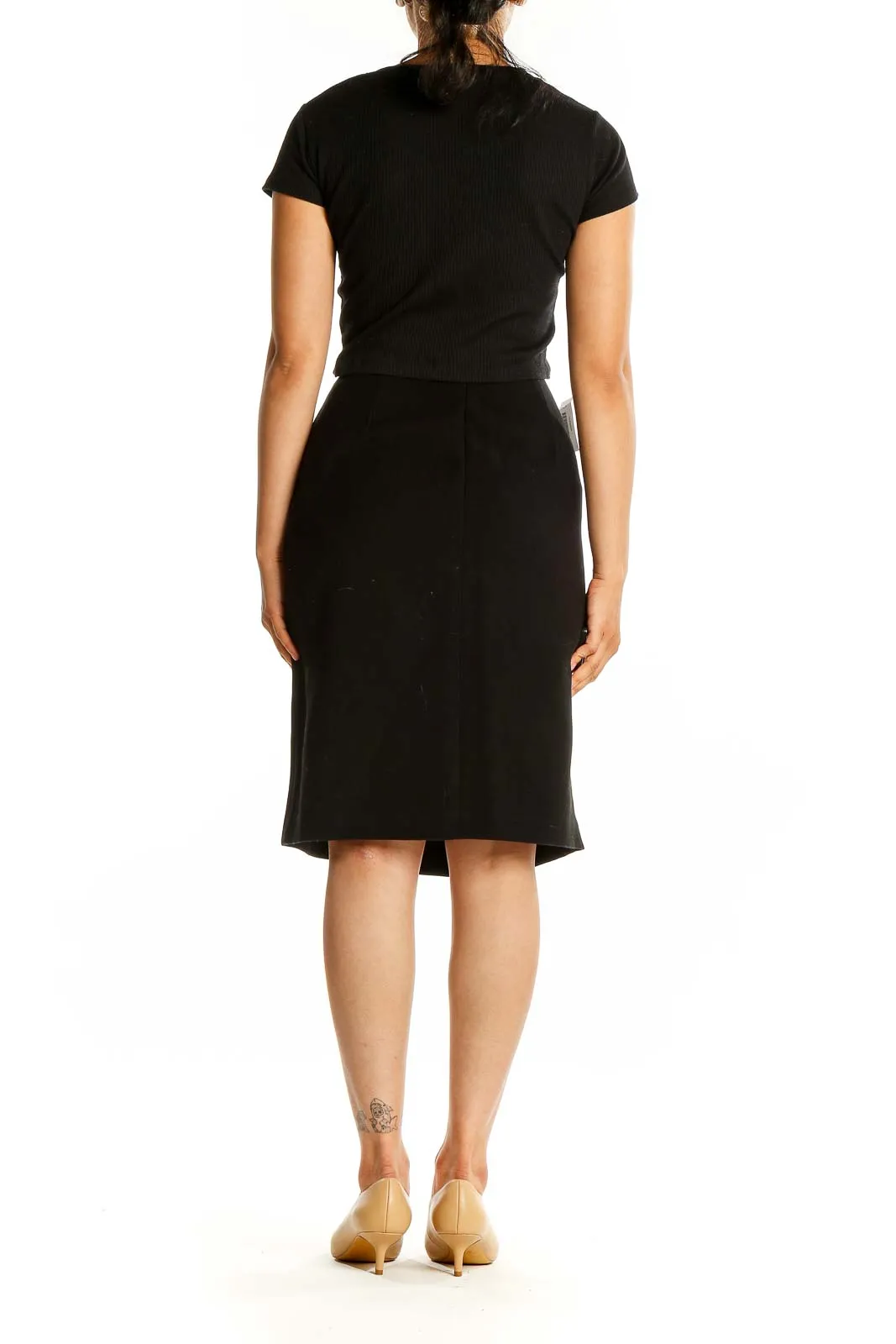 Black Pencil Skirt with Side Slit