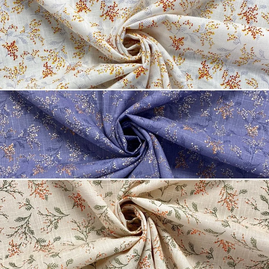 Blossom Branches Linen Mix Fabric