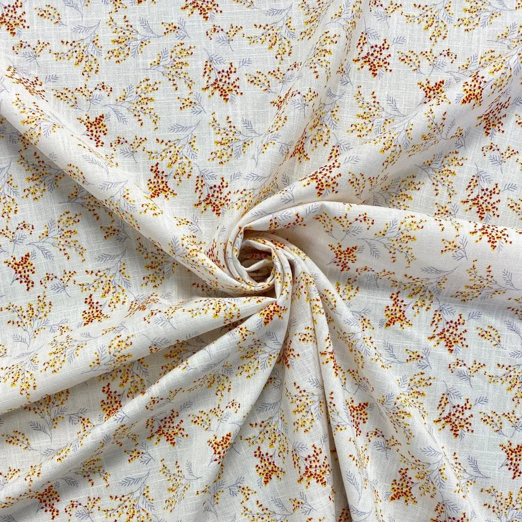 Blossom Branches Linen Mix Fabric