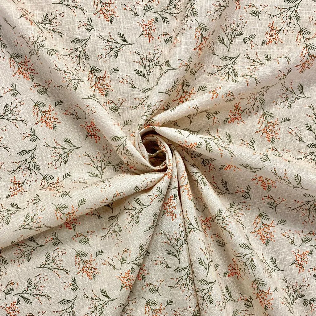 Blossom Branches Linen Mix Fabric