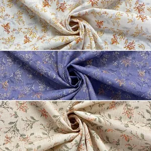 Blossom Branches Linen Mix Fabric