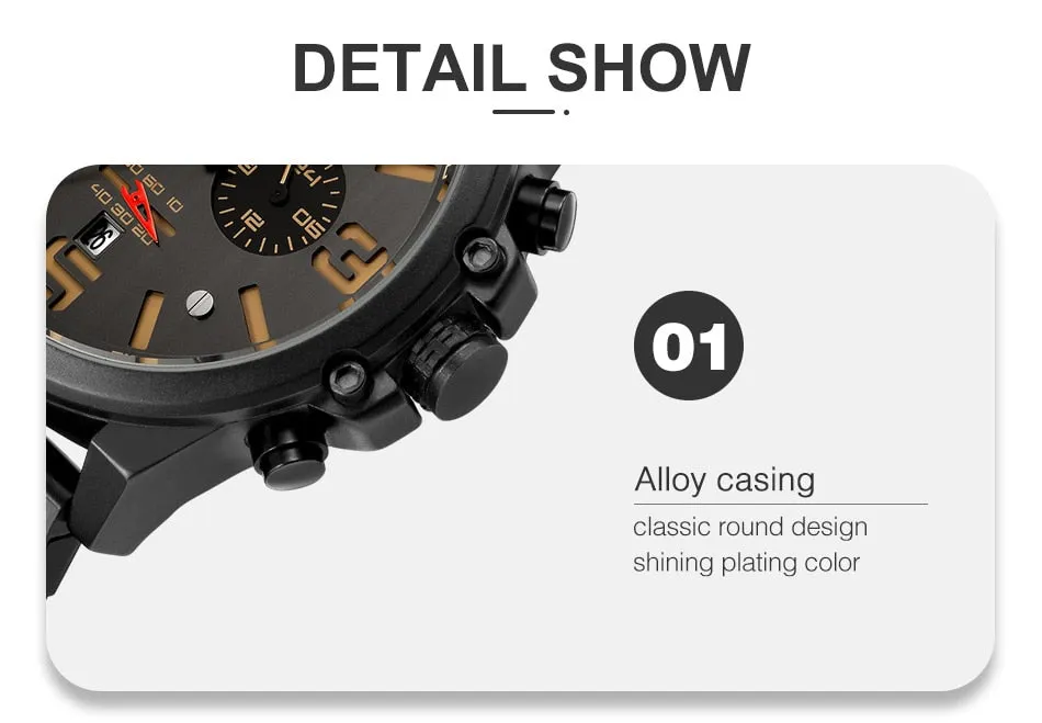 CURREN Mens Watches Top Luxury Brand Waterproof Sport Wrist Watch Chronograph Quartz Military Leather Relogio Masculino