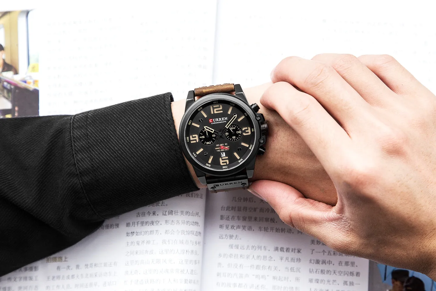 CURREN Mens Watches Top Luxury Brand Waterproof Sport Wrist Watch Chronograph Quartz Military Leather Relogio Masculino