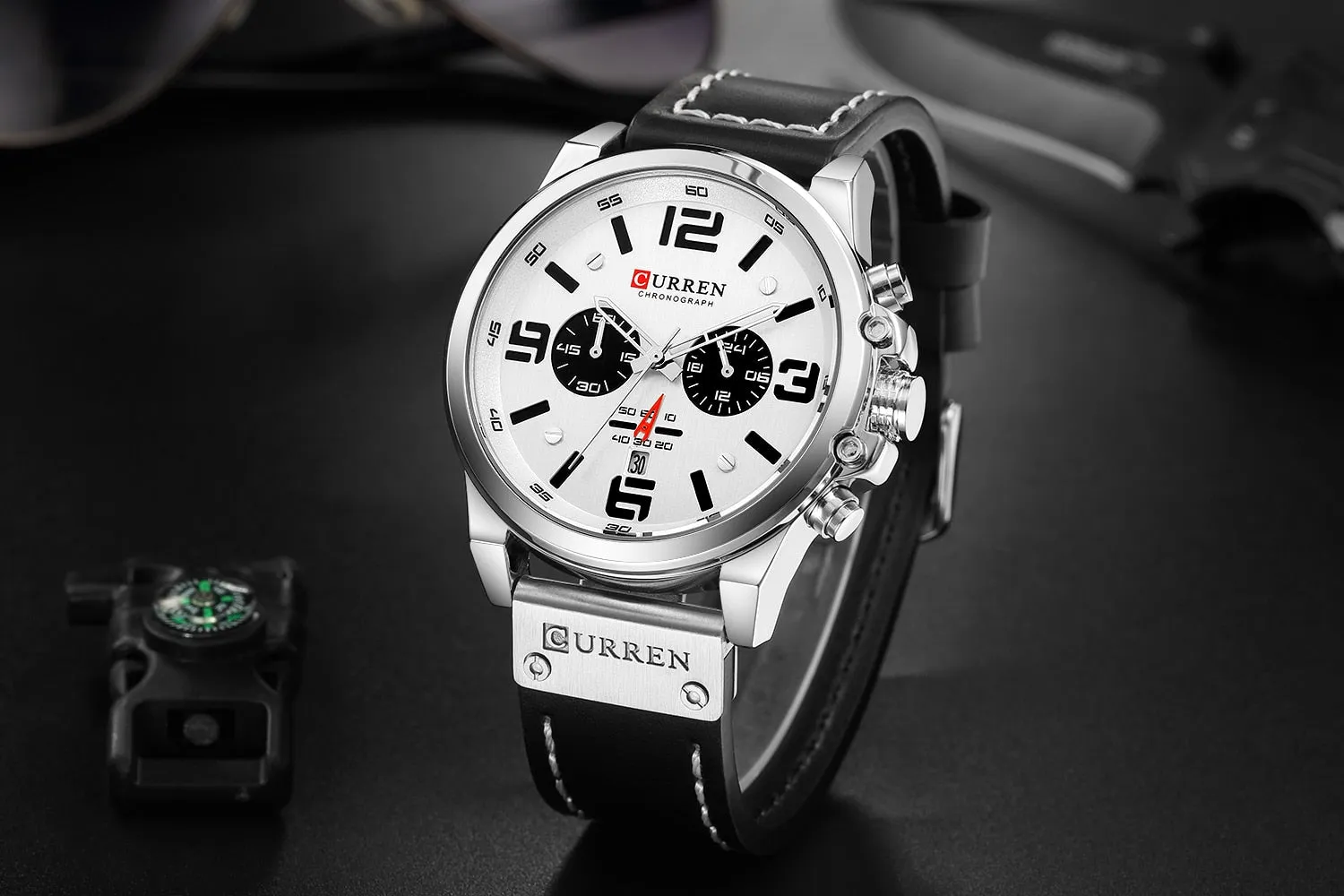 CURREN Mens Watches Top Luxury Brand Waterproof Sport Wrist Watch Chronograph Quartz Military Leather Relogio Masculino