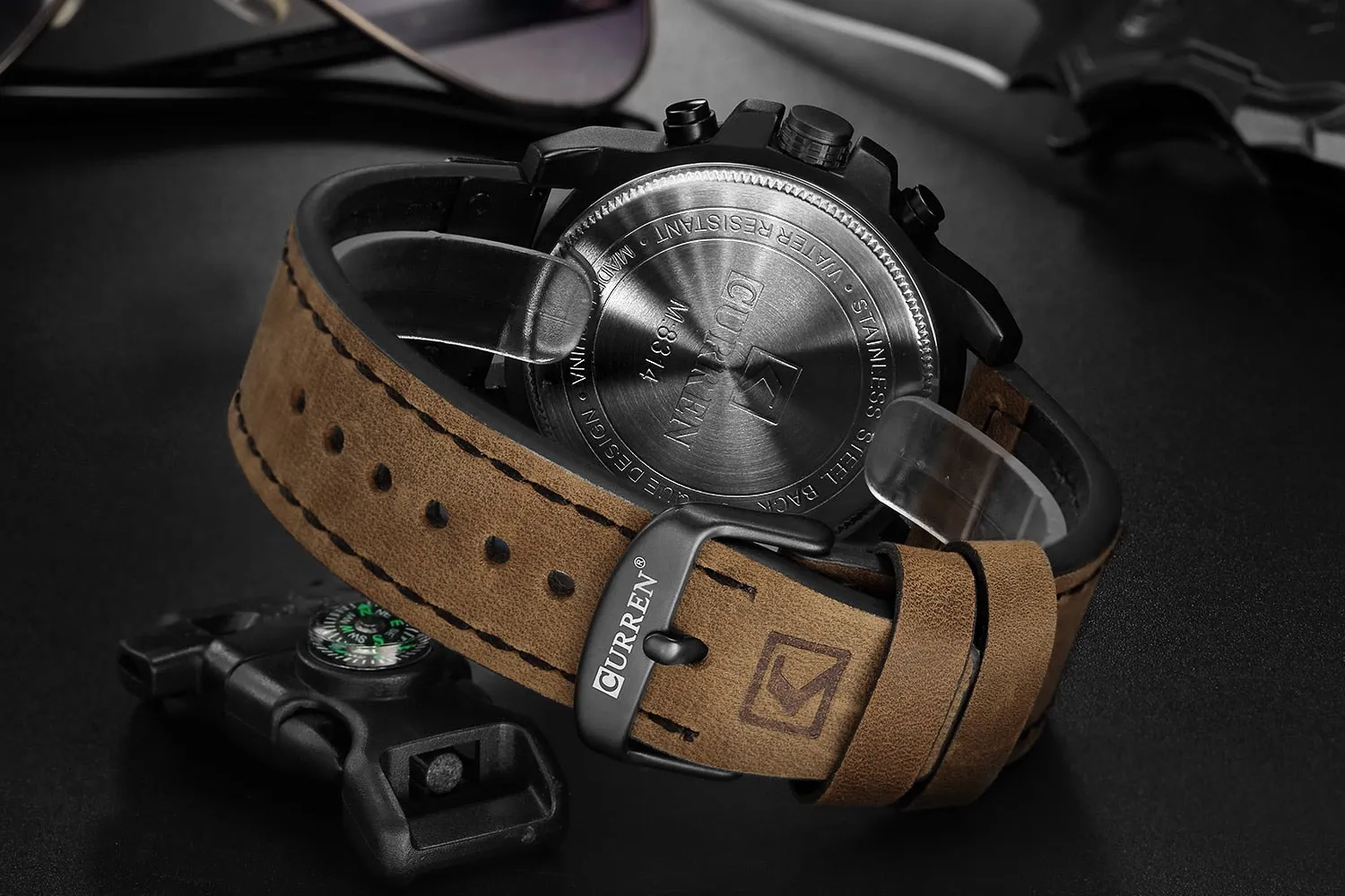 CURREN Mens Watches Top Luxury Brand Waterproof Sport Wrist Watch Chronograph Quartz Military Leather Relogio Masculino