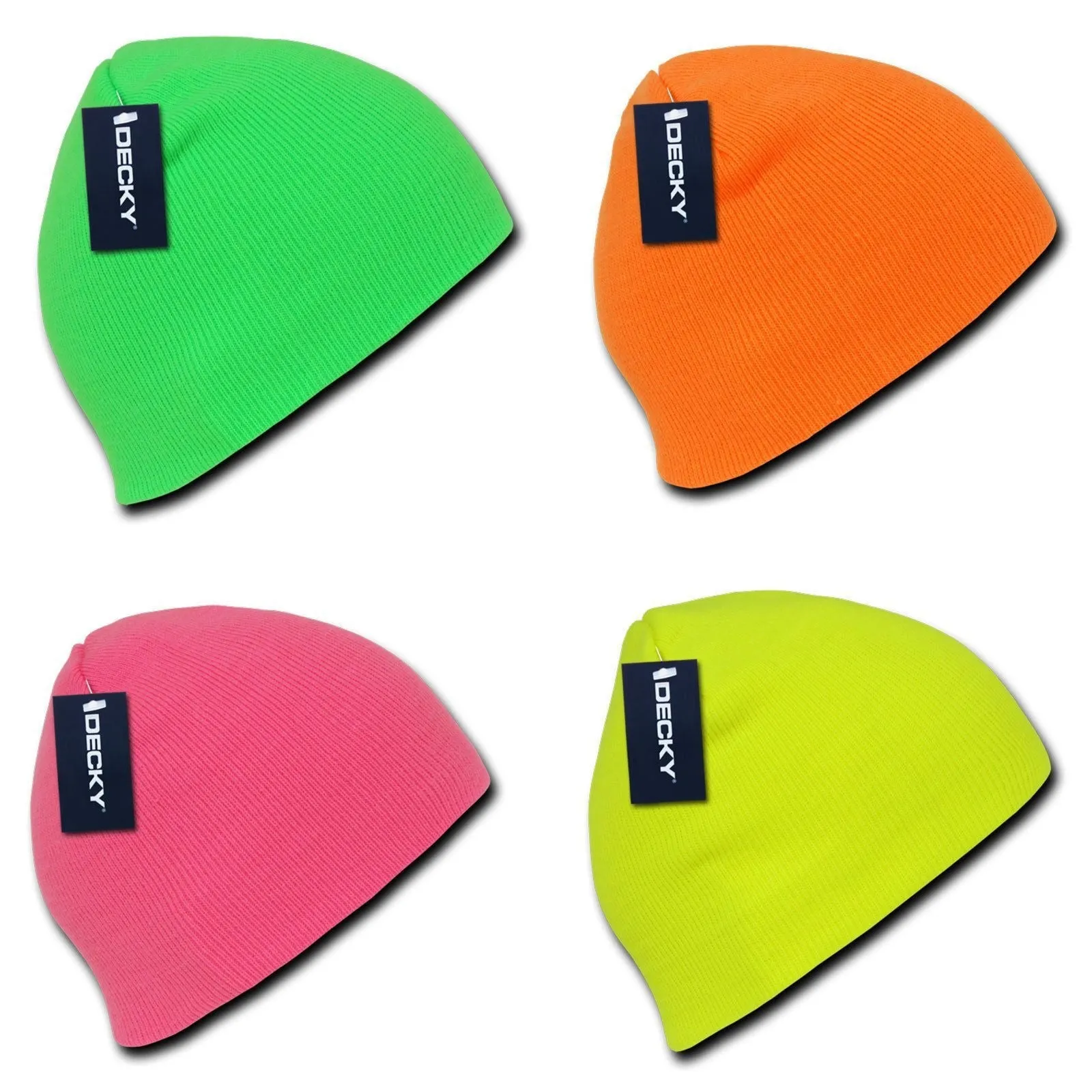 Decky Bright Neon Short Uncuff Beanies Caps Hats Knit Ski Skull Snowboard Winter