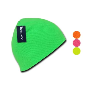 Decky Bright Neon Short Uncuff Beanies Caps Hats Knit Ski Skull Snowboard Winter