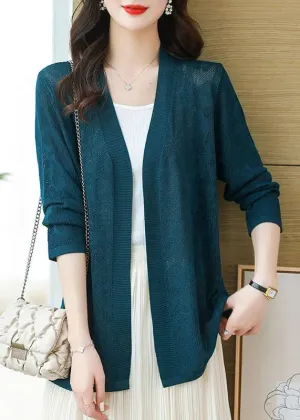 DIY Blackish Green V Neck Thin Knit Cardigans Long Sleeve LY8102