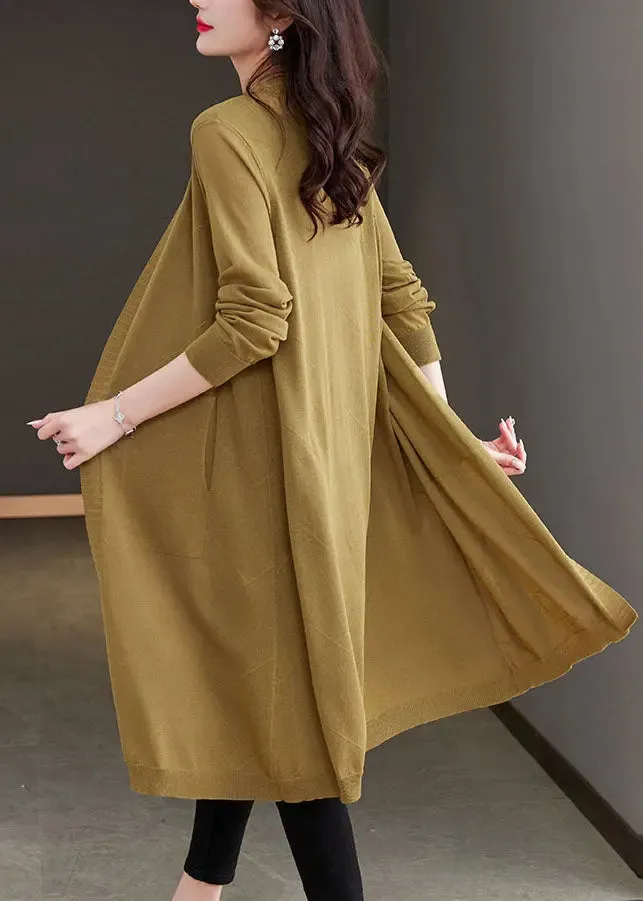 Elegant Matcha Colour V Neck Pockets Long Ice Size Knit Cardigans Long Sleeve LY8126