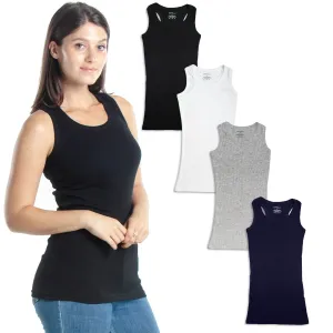Emprella Tank Tops for Women, 4 Pack Ribbed Racerback Tanks (Medium)