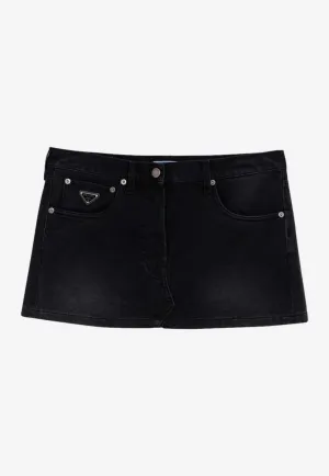 Logo-Patch Mini Denim Skirt