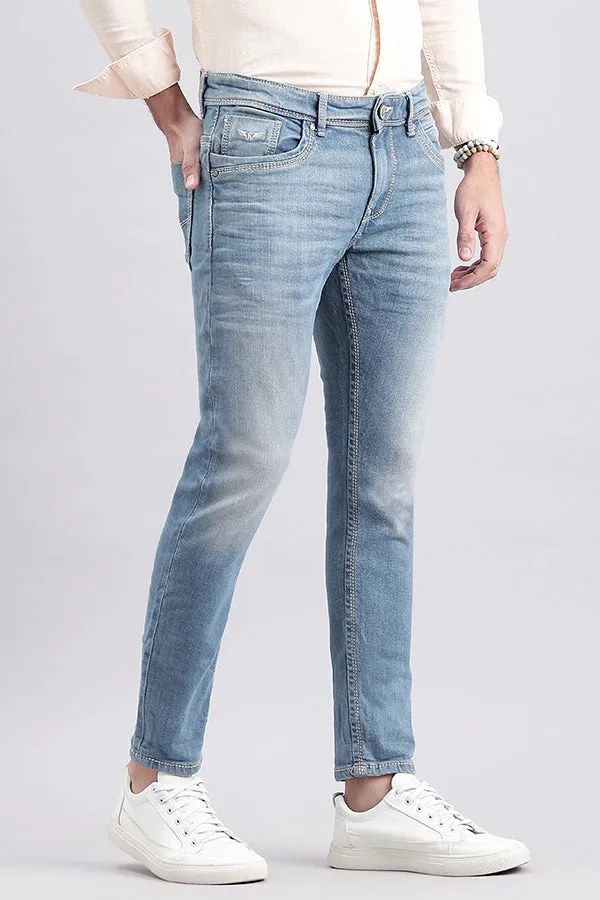 Lt Blue 5 Pocket Low-Rise Ankle Length Jeans