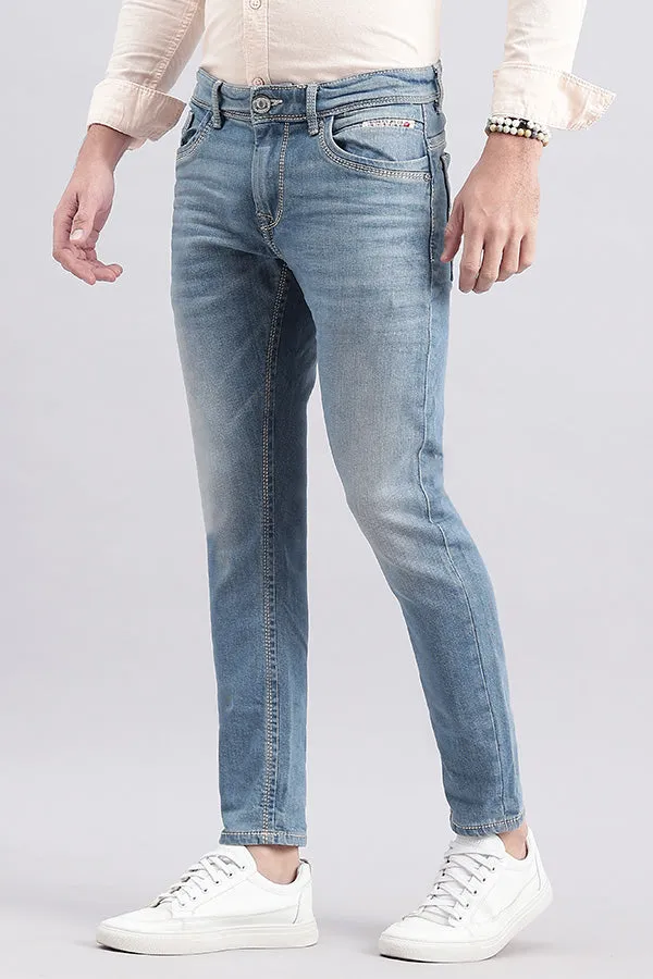 Lt Blue 5 Pocket Low-Rise Ankle Length Jeans