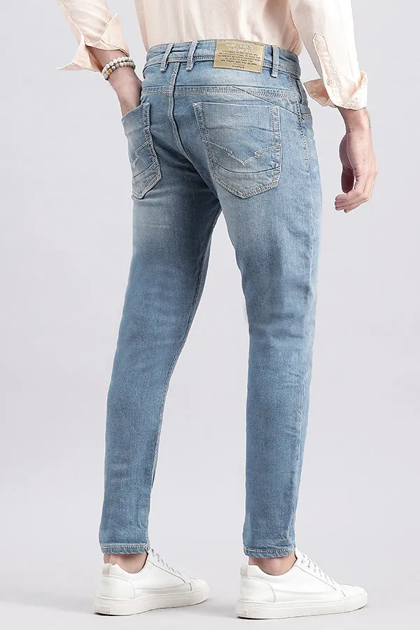 Lt Blue 5 Pocket Low-Rise Ankle Length Jeans