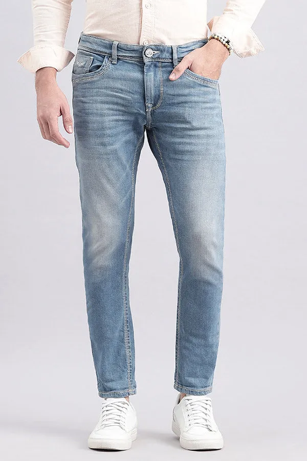 Lt Blue 5 Pocket Low-Rise Ankle Length Jeans