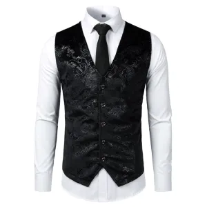 Men Jacquard Floral Vest Luxury Shiny Bronzing Men Suit Vests Nightclub Party Men Dress Vest Casual Mens Wedding Waistcoat Gilet