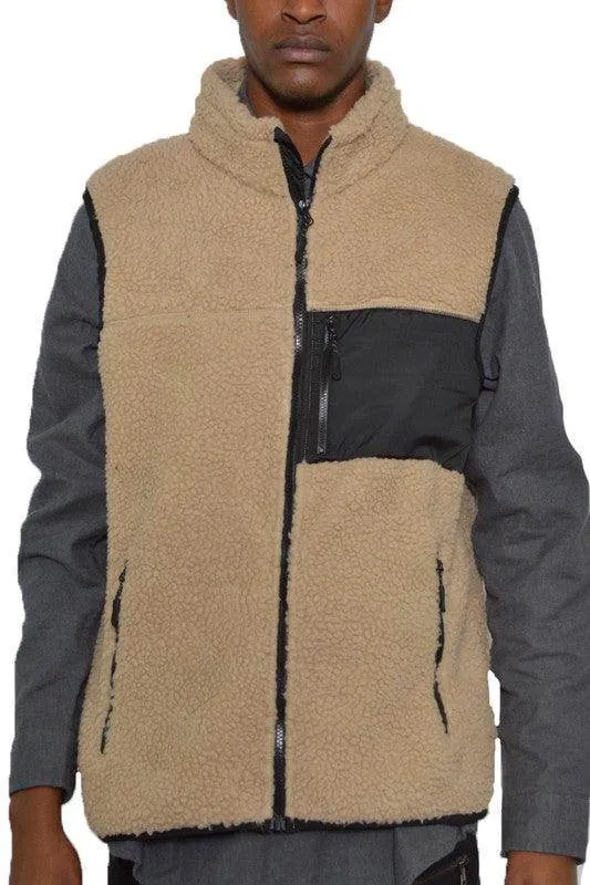 Mens Soft Padded Sherpa Fleece Vests
