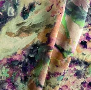 Monet's Garden Silk Crepe de Chine (Made in Italy)