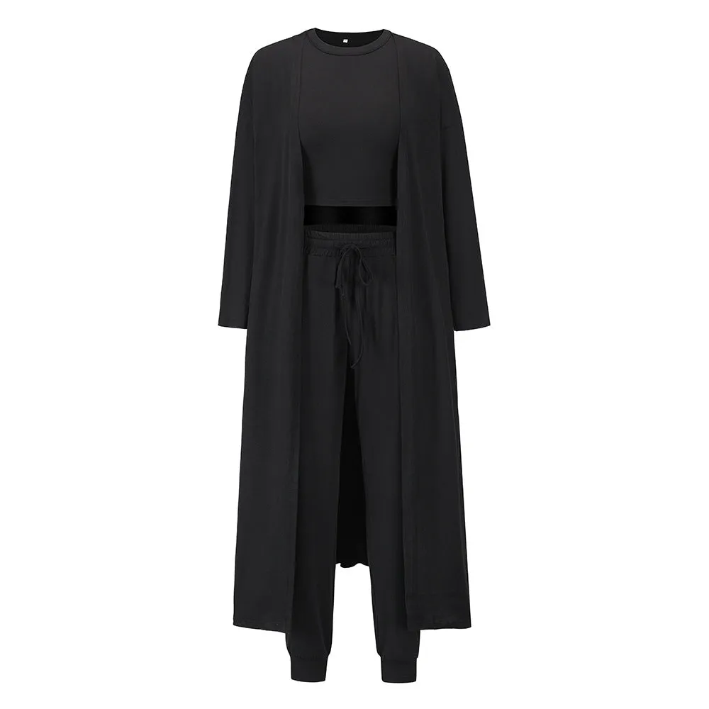 Oversized Knit Suit Women's Casual Blouse And Pants Vest Trousers Sports Pajamas