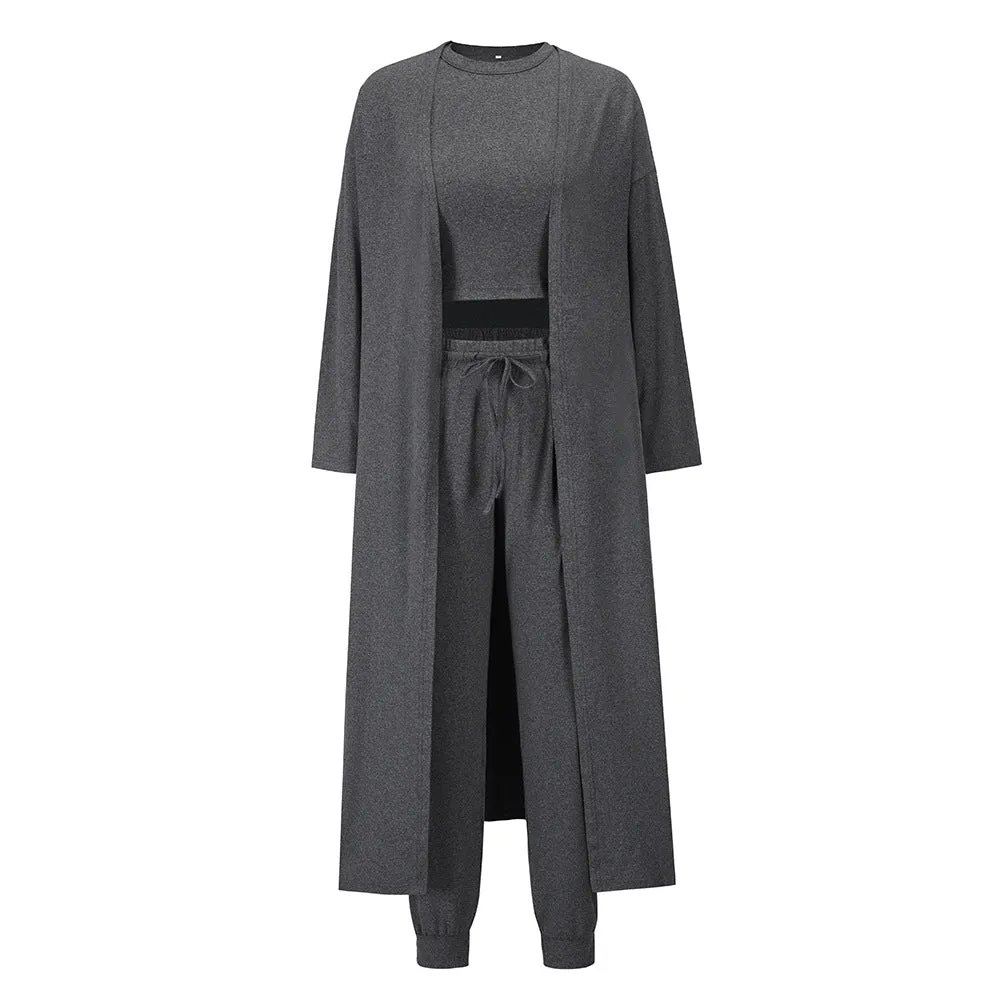 Oversized Knit Suit Women's Casual Blouse And Pants Vest Trousers Sports Pajamas