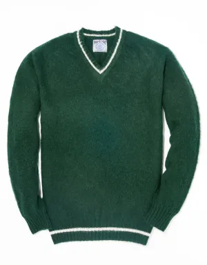 SHAGGY DOG V-NECK SWEATER GREEN - TRIM FIT