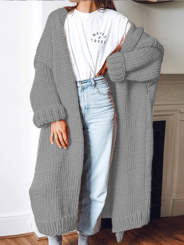 Solid Color Cable Knit Cardigans