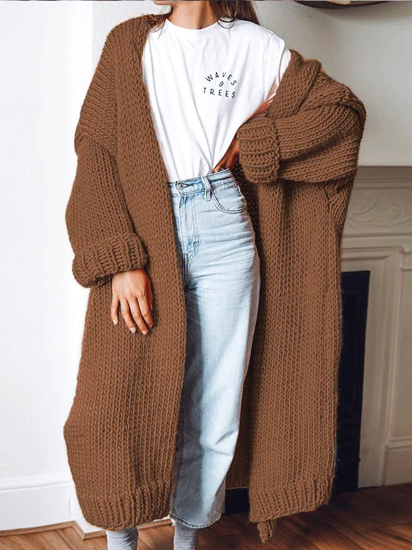 Solid Color Cable Knit Cardigans