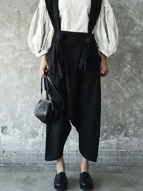 Solid Linen Loose Harem Pants