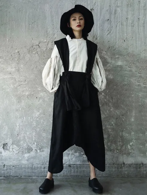 Solid Linen Loose Harem Pants