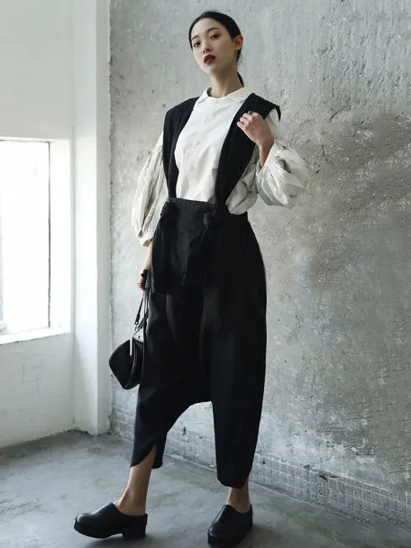 Solid Linen Loose Harem Pants