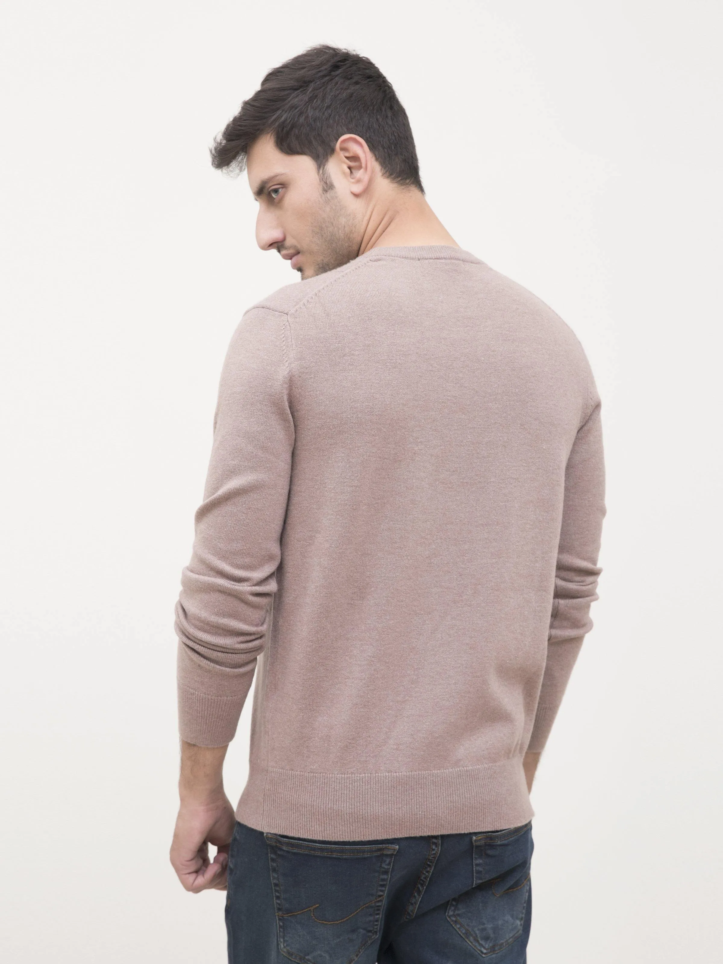 SWEATER CREW NECK FULL SLEEVE LIGHT BROWN