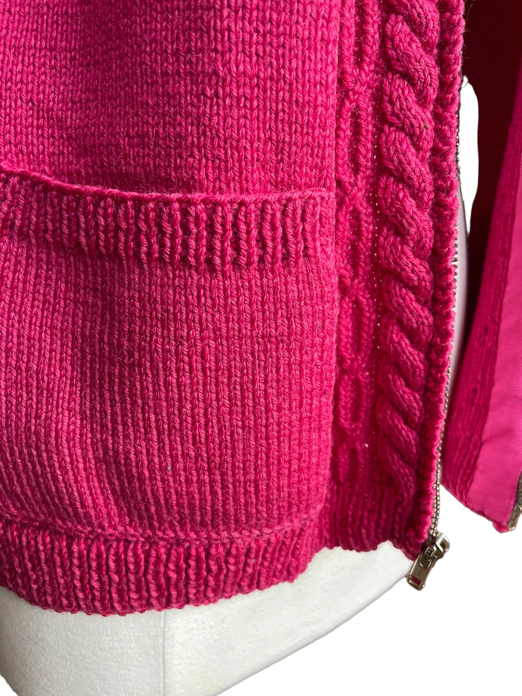Vintage 1940's Wool Hand Knit Magenta Zip Up Cardigan Sweater | Barn Owl Vintage | Seattle True Vintage
