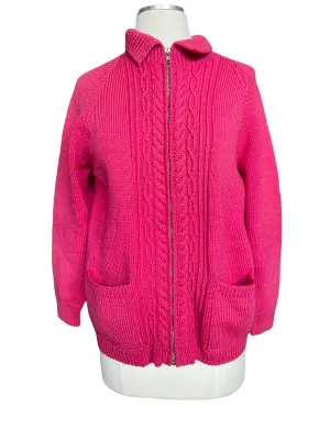 Vintage 1940's Wool Hand Knit Magenta Zip Up Cardigan Sweater | Barn Owl Vintage | Seattle True Vintage