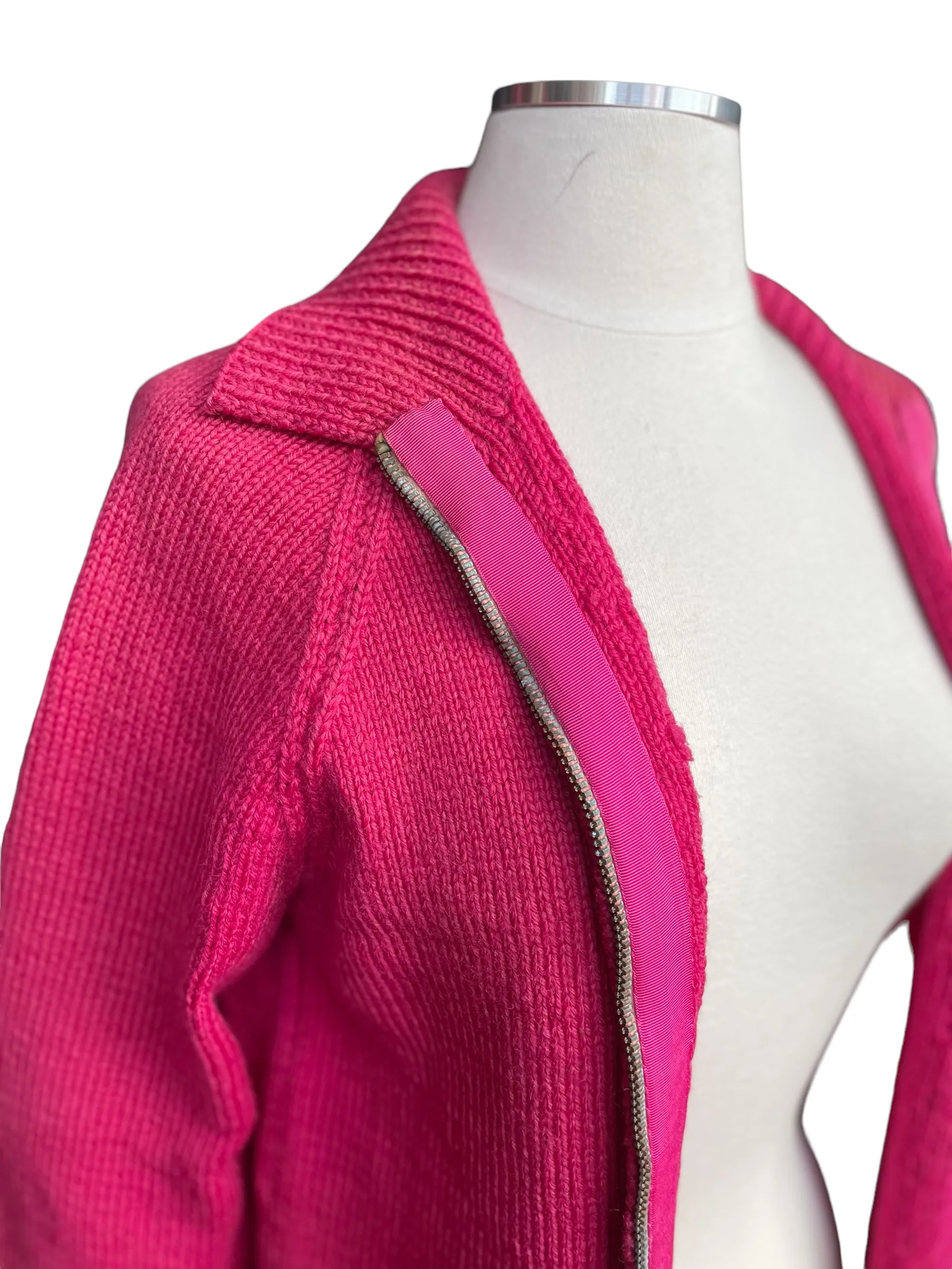 Vintage 1940's Wool Hand Knit Magenta Zip Up Cardigan Sweater | Barn Owl Vintage | Seattle True Vintage