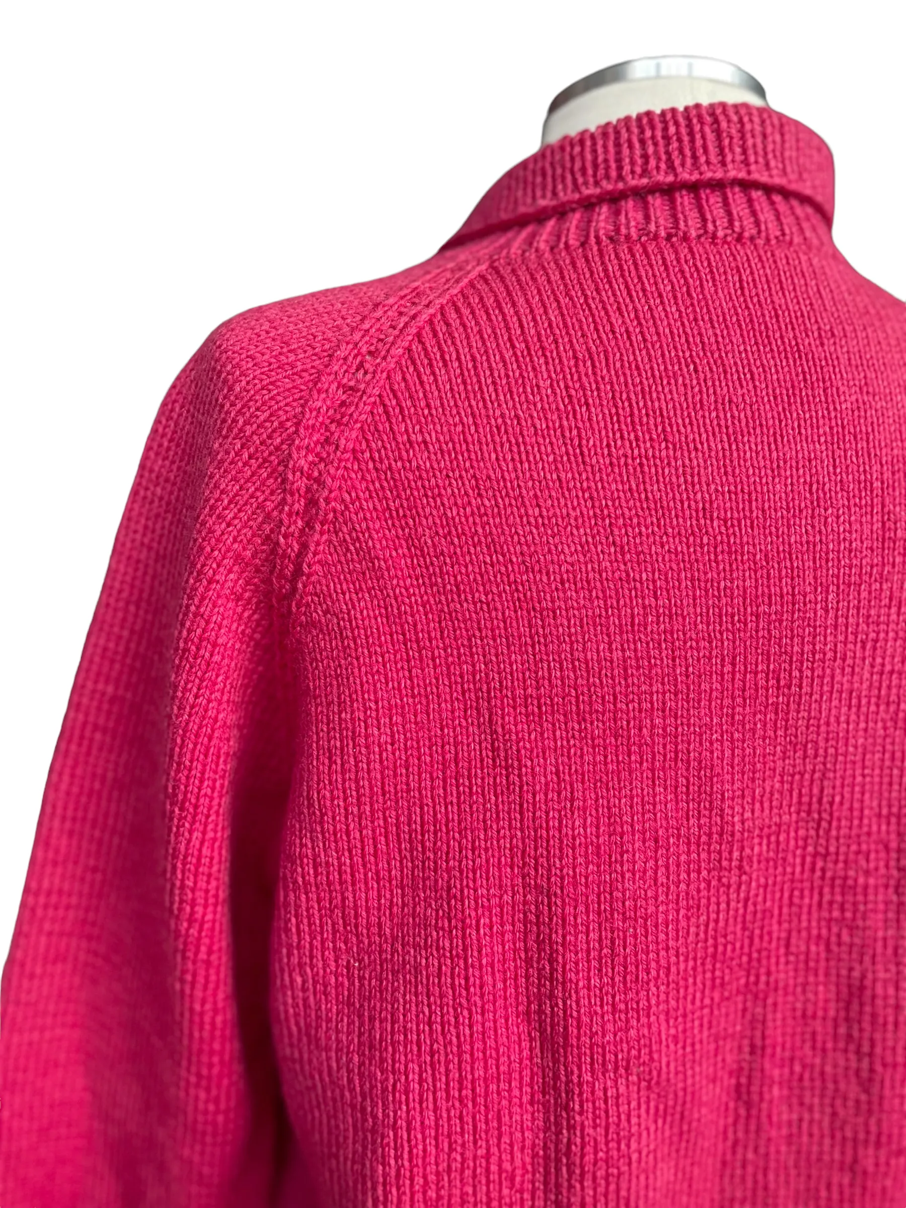 Vintage 1940's Wool Hand Knit Magenta Zip Up Cardigan Sweater | Barn Owl Vintage | Seattle True Vintage