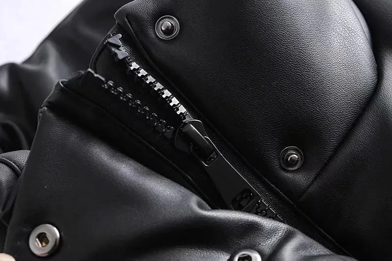 Women's Black Warm Faux Leather Vest