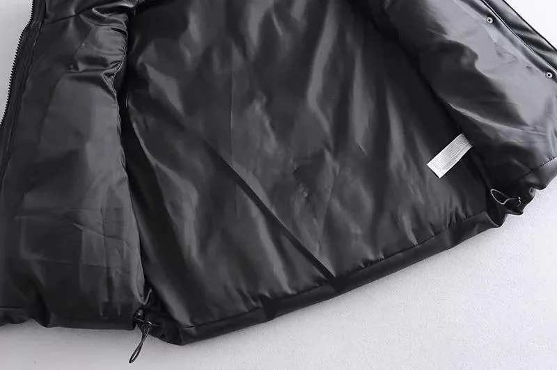 Women's Black Warm Faux Leather Vest